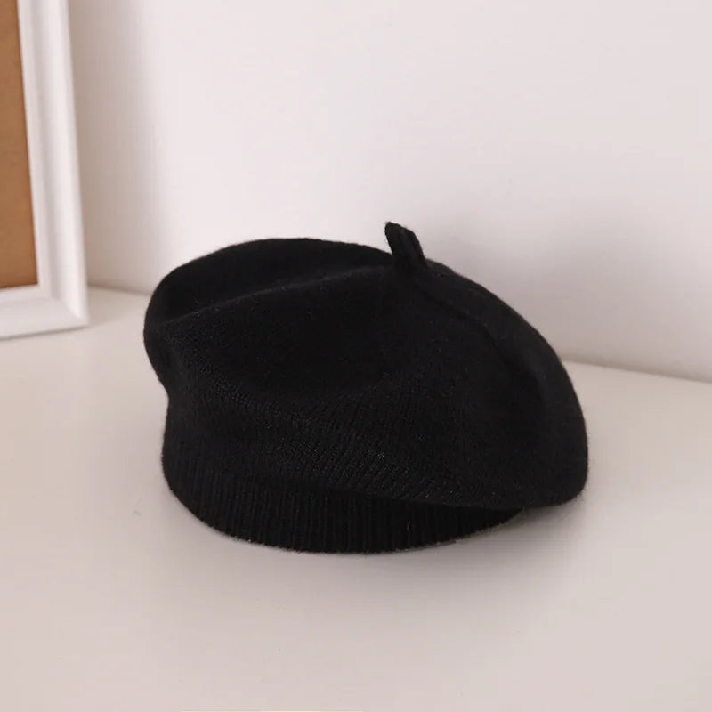 Fashion Baby Knitted Beret Hat Solid Color Children's Warm Hats Autumn Winter Painter Cap For Girls Kids Bonnet Accessories