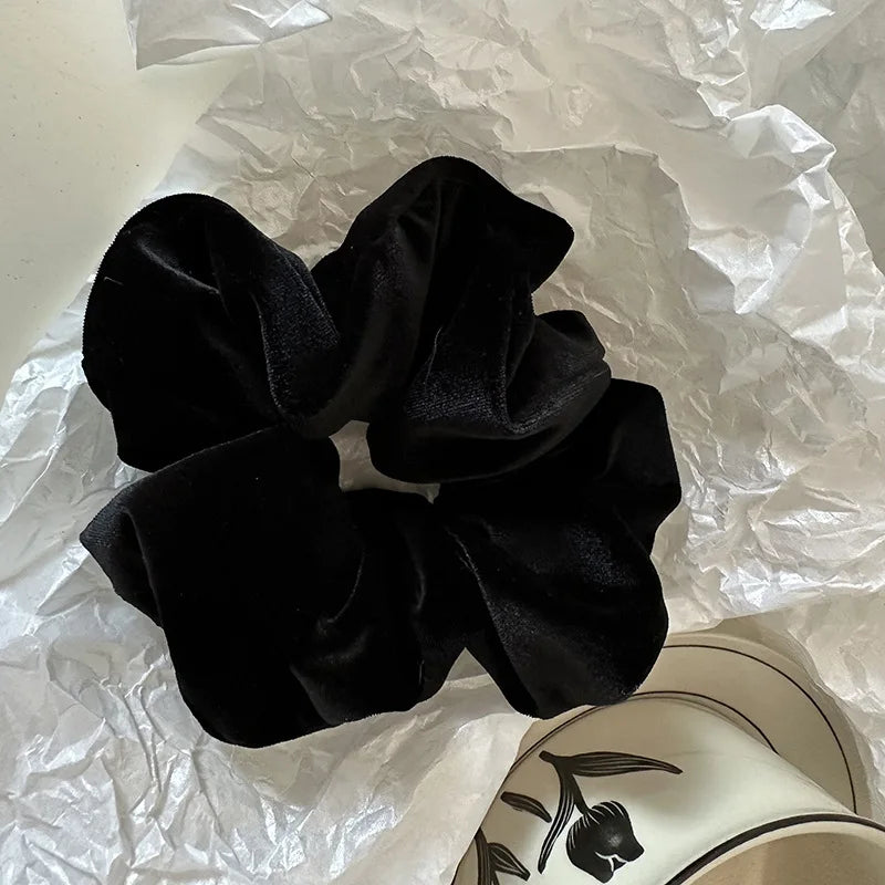 Newest Winter Woman Large Velvet Scrunchies Elastics Hair Band Solid Color Hair Ties Ladies Ponytail Holder Hair Accessories