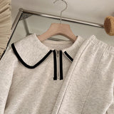 Ensemble deux pièces décontracté pour fille, style coréen, printemps-automne, col poupée, sweat à capuche et pantalon à manches longues, 3-7 ans