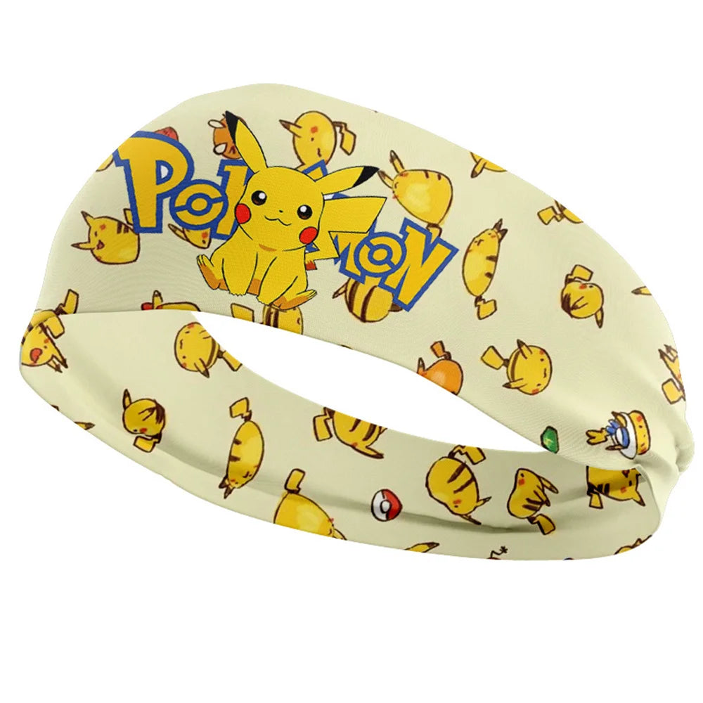 Pokemon Headbands Pikachu Stretch Wide edge Headbands Anime Childrens Sports Headbands Outdoor Running Anti Sweating Headbands