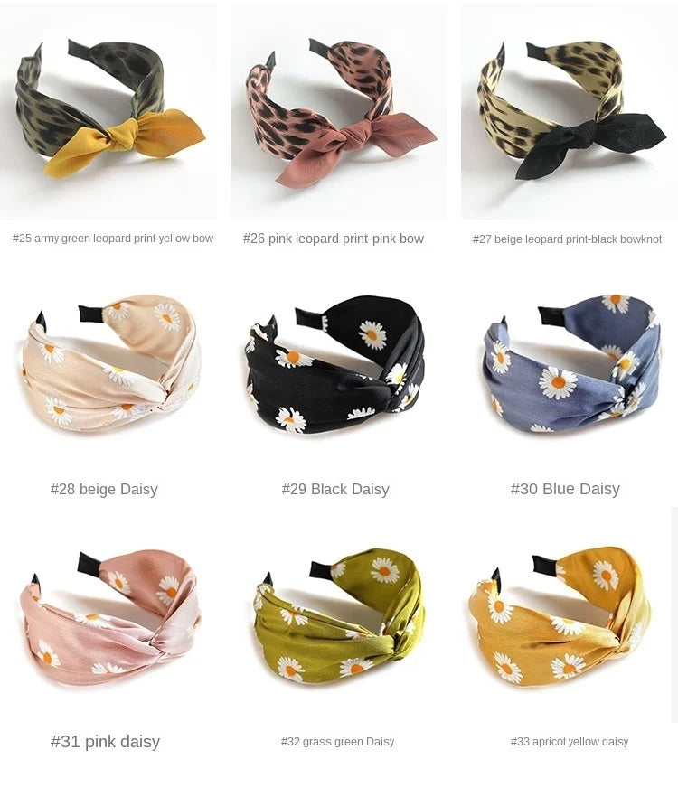 Women Hairbands Wide Female boho ties headband accessories Bow Hair Hoops Headwear Floral Hair Accessories Girl Head Band Lady