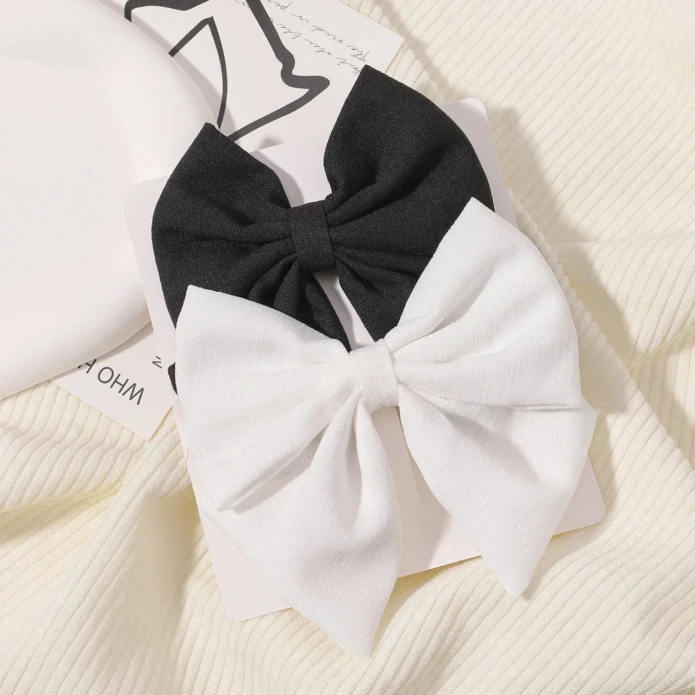 2pcs/set 4.5" Cheer Bow Hair Clip for Kids Lovely Grosgrain Ribbon Hairgripes Girls Delicate Bowknot HairPins Baby Headwear Set