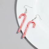 1 Pair Candy Cane Earrings Ladies Girls Christmas Ornaments Accessories Jewelry Gifts