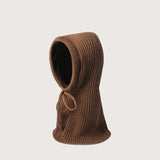 Winter Balaclava Hat for Men&Women Knitted Hooded Cap Outdoor Windproof Drawstring Hat One-Piece Neck Beanie Capofficial website
