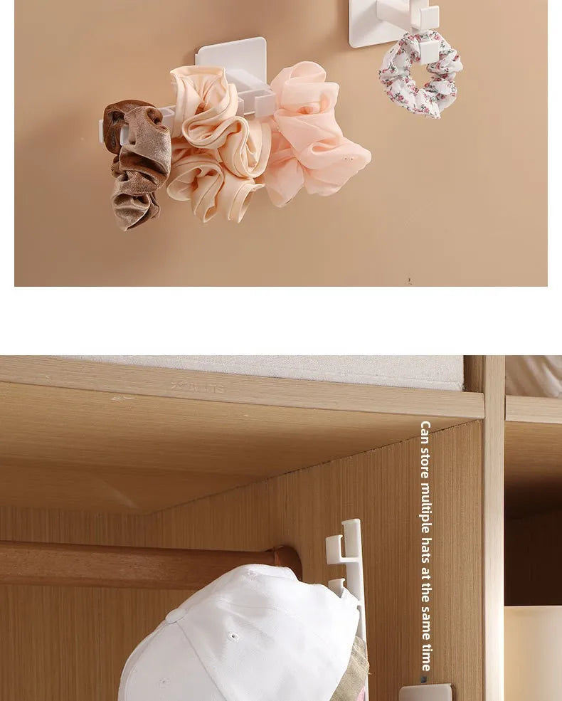 1pc wall mounted non perforated baseball cap hook, smooth and burr free, 6-hook design, multifunctional storage