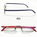 Men Women Metal Blue Light Blocking Reading Glasses with Case TR90 Half Frame HD Prescription Eyewear Presbyopia Diopter