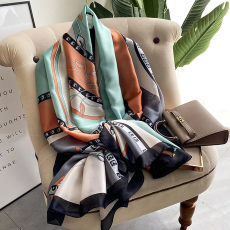 180*90cm Luxury Brand Women Summer Silk Scarves Shawl Lady Wrap Soft Female Europe Designer Beach Bandanna foulard muffler pareo