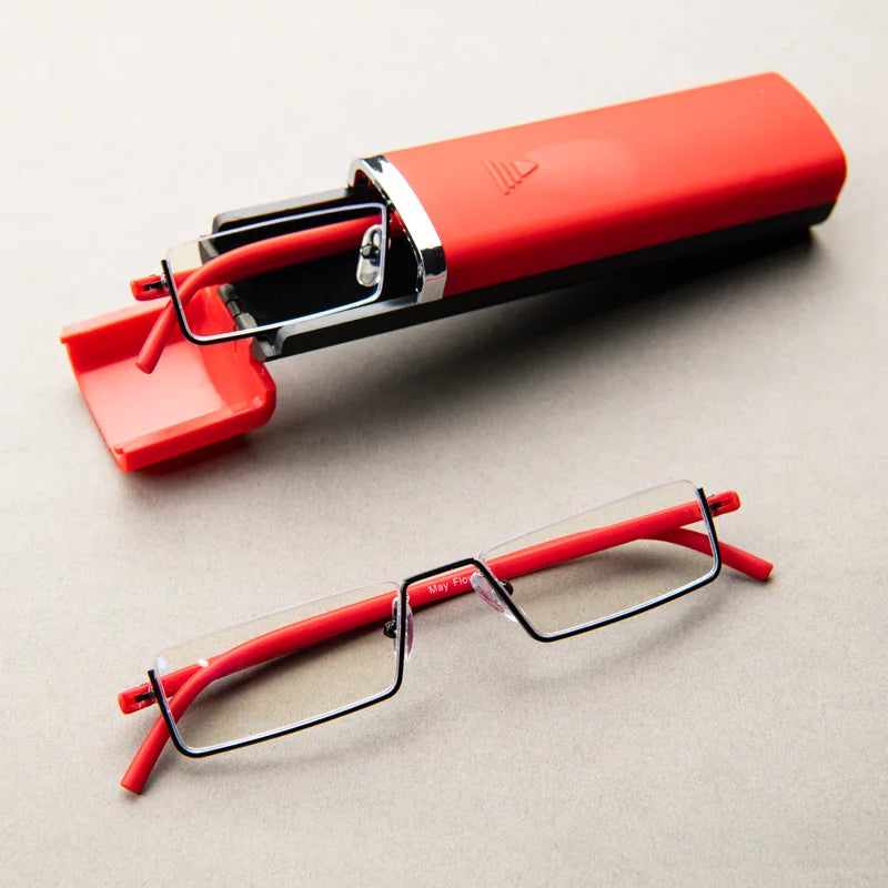 Blue light Blocking Reading Glasses for Men Metal Frame Readers Magnifier Presbyopia Lens Eyewear With Case +1.25+1.75+2.25