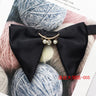 New Mans Black Bow Luxurious Polyester Horn Bow Tie With Pearl Chain Brooch For Bussiness Wedding Party Tuxedo Accessories Ties