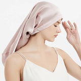 100% Mulberry Silk Sleep Cap for Long & Curly Hair Nightcap with Adjustable Hair Wrap for Woman