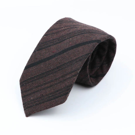 High Quality Mens 7cm Ties Classic Brown Red Striped Plaid Cotton Handmade Necktie Narrow Skinny Cravat Casual Tie Accessories