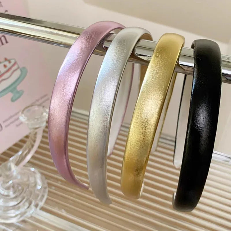 New Europe and America Elegant Gold Sliver Leather PU Hairband Headband for Women Girls Hair Bands Hair Accessories