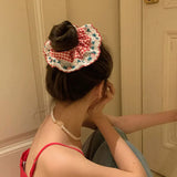 Beautiful Embroidered Large Scrunchies Elastic Hair Bands Hair Ties Women Sweet Hair Accessories Ponytail Holder Head Rope