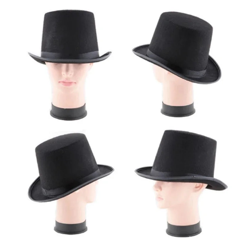 Felt Top Hat Magician Costume Cosplay Halloween Props Party Supplies Steampunk Circus Ringmaste Role for Play Men Women