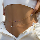 Waist Accessory Fashionable and Personalized Round Bead Chain Twisted Chain Double-layer Women's Waist Chain New Body Chain