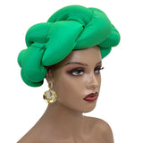 Exaggerated Big Braid Head Band African Raw Silk Turban Cap for Women Nigeria Wedding Party Headpiece Female Headband