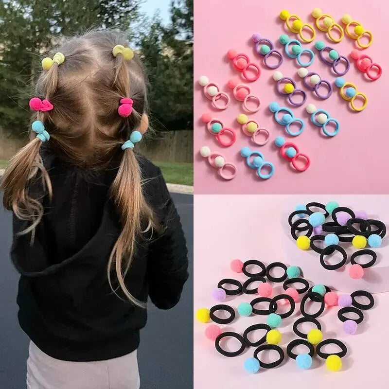 120PCS Hair Accessories Set For Girls Colorful Bowknot Hair Band Children Ponytail Holder Hair Ties Kids Elastic Rubber Bands