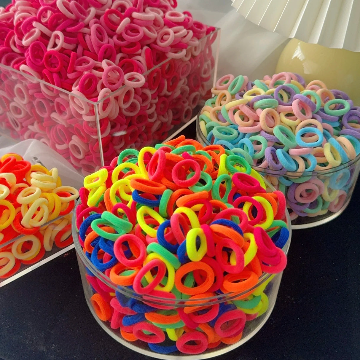 50/100Pcs Colorful Basic Nylon Ealstic Hair Ties for Girls Ponytail Hold Scrunchie Rubber Band Kid Fashion Hair Accessories