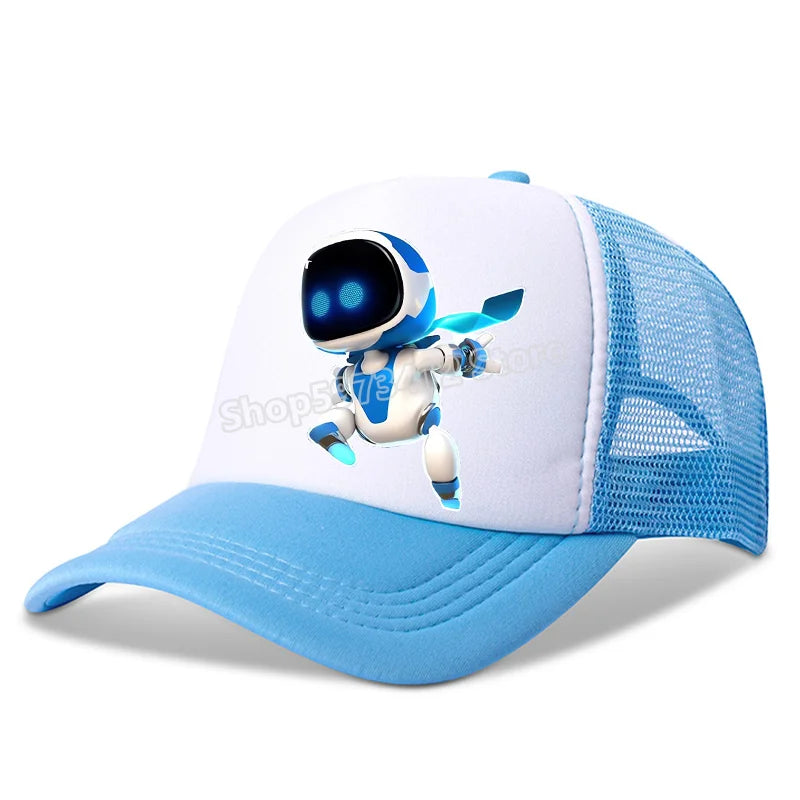Astro Bot Kids Vintage Mesh Baseball Cap Adult Sun Hat Adjustable Breathable Sun Caps Summer Parents-child Hats Birthday Gifts