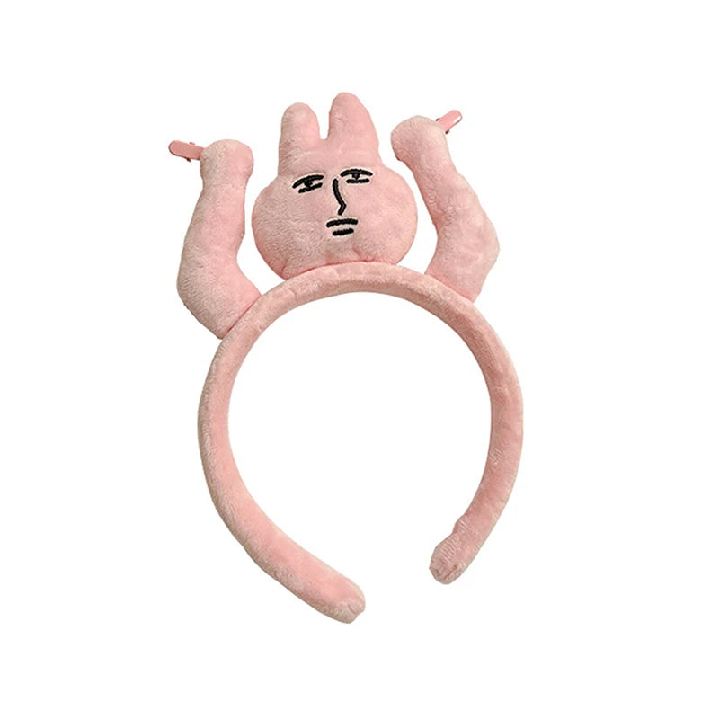 Pink Rabbit Hairband Cute Headband Kawaii Plush Hair Accessory Funny Wide-Brimmed Hairpin Creativity Headdress Gift