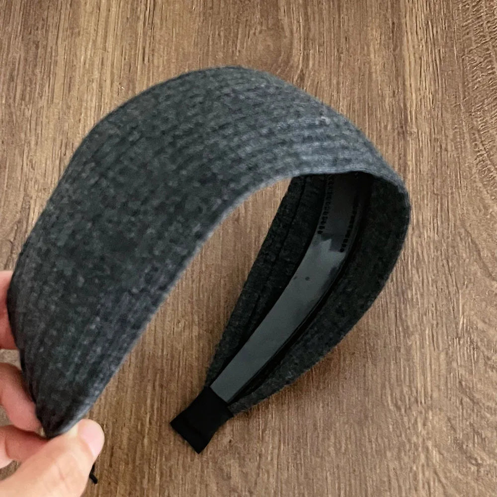 Women Very Wide Ribbed Knit Hairbands Tooth Headbands Non-slip For Washing Sports Simple Solid Color High Crown Headwrap 7cm