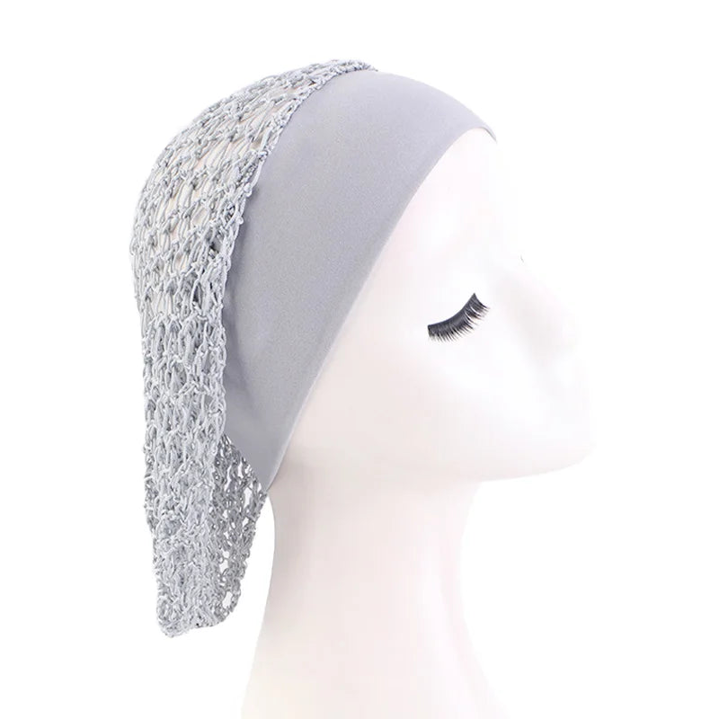 Women Stretchy Wide Band Crochet Hair Snood Mesh  Net Wig Cap Head Cover Care Nightcap Pocket Wrap Dreadlock Headwear