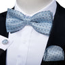 Classic Black Men Bow Ties 100% Silk Bowties Butterfly Pocket Square Cufflinks Set Suit Paisley Gold Pre-Tied Bow Tie DiBanGu