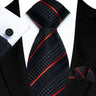 3Pcs Striped Ties Set Necktie and Pocket Square Cufflinks Sets Trendy Repp Graphic Woven Formal Business Necktie for Men