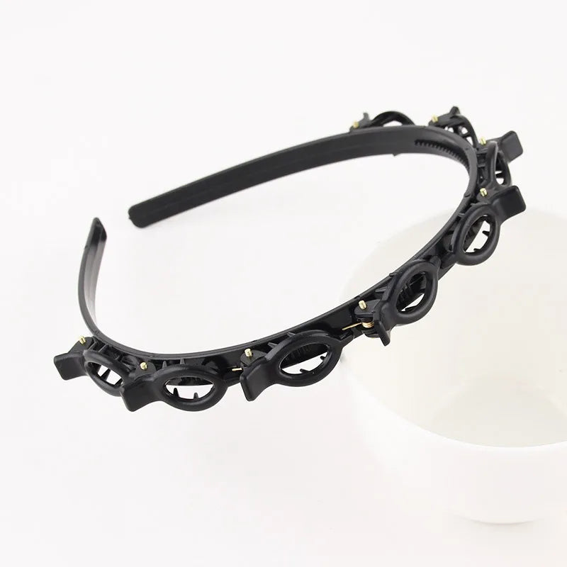 New Double Band Headbands for Women Hairstyle Fashion Non-Slip Hair Bands with Clips Bezel Hair Hoop Hair Headwear