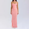 Suninheart Elegant Women 2 Piece Dress Set 2023 Maxi Wedding Guest Dress Lace Up Crop Top and Maxi Skirt Set Formal Event Dress
