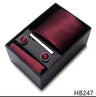 65 Colors Fashion Tie Handkerchief Set Tie Clip Necktie Box Man's Shirt Dark Red  Accessories Men Wedding Holiday  Gift