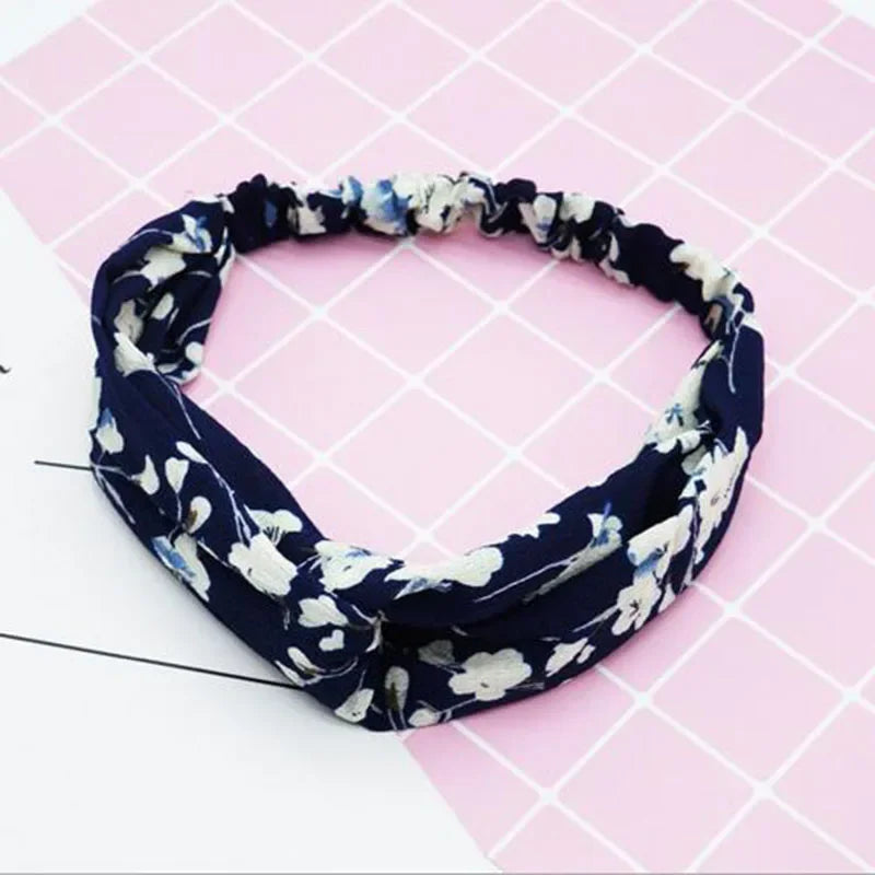 Fashion WomenFloral Headband Hair Accessories Leopard Cross Knotted Bow Chiffon Hair Band Girls Headdress Ladies Hoop Headwear