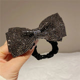 Korean Bow Elastics Hair Ties for Women Girls Shiny Crystal Ponytail Hair Rope Rubber Headbands Hair Accessoriesi-Remiel