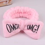 Letter OMG Headbands for Women Girls Bow Wash Face Turban Makeup Elastic Hair Bands Coral Fleece Hair Accessories