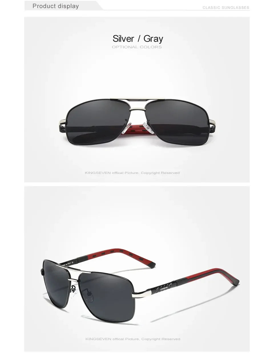 KINGSEVEN Classical Men’s Sunglasses High Quality Aluminum HD Mirror Lens Functional Glasses Women Driving Accessory Eyewear