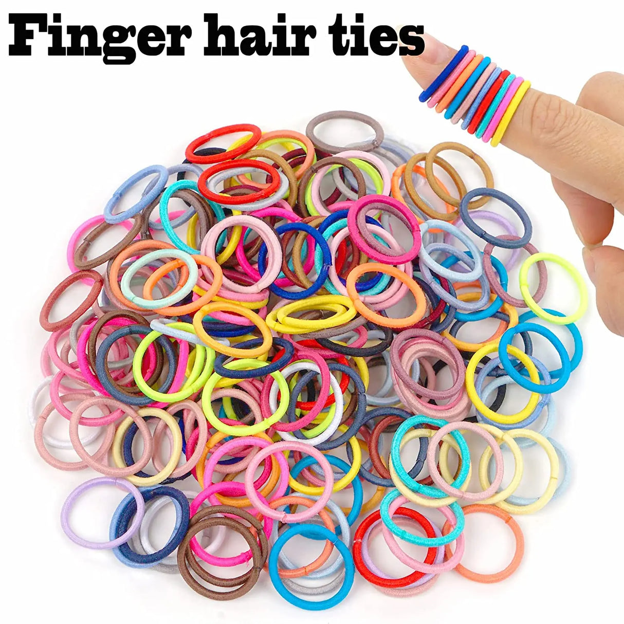 200PCS Baby Toddler Hair Ties Multicolors Elastic Hair Ties 2cm in Diameter No Crease Finger Hair Elastics Small Ponytail Holder