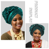 Fashion Women Elastic Ruffle African Turban Cap Lady Head Wraps Nigeria Wedding Auto Gele Headtie Party Headgear Headwear Hat