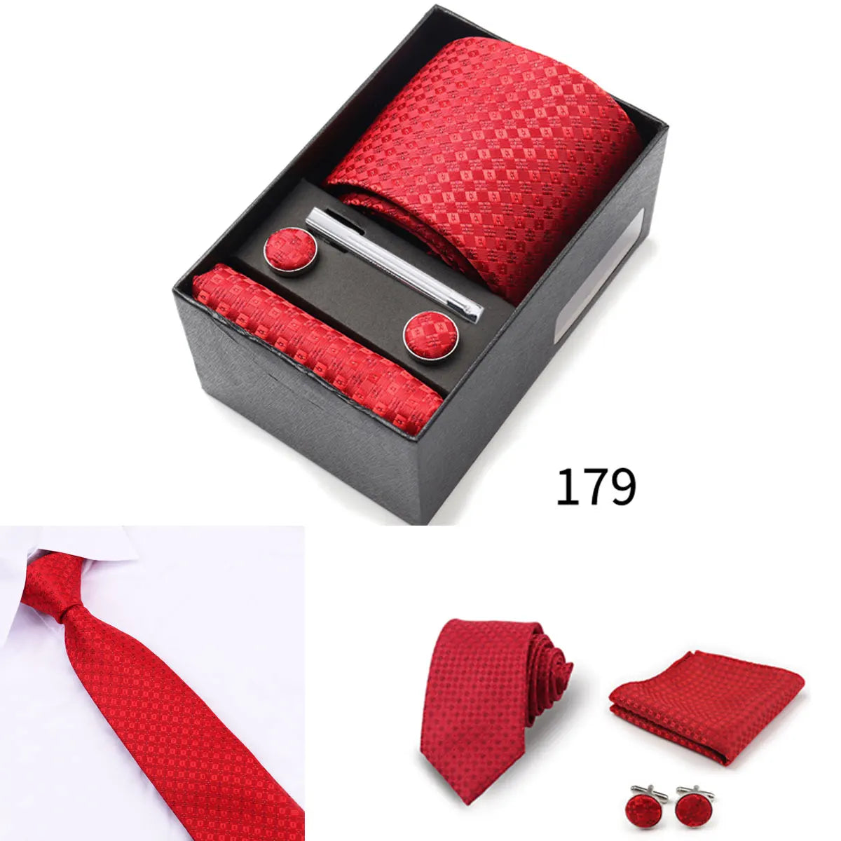 Men's Tie Gift Box With Neckties Handkerchiefs Cufflinks Tie Clips 6-Piece sets Group Business Wedding Festival Formal Ties