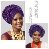 Fashion Women Elastic Ruffle African Turban Cap Lady Head Wraps Nigeria Wedding Auto Gele Headtie Party Headgear Headwear Hat