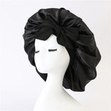 New Satin Sleeping Cap For Women Solid Wide Band Stretch Head Tie Silky Bonnet Edge Wrap Nightcap Hair Care Shower Head Cover