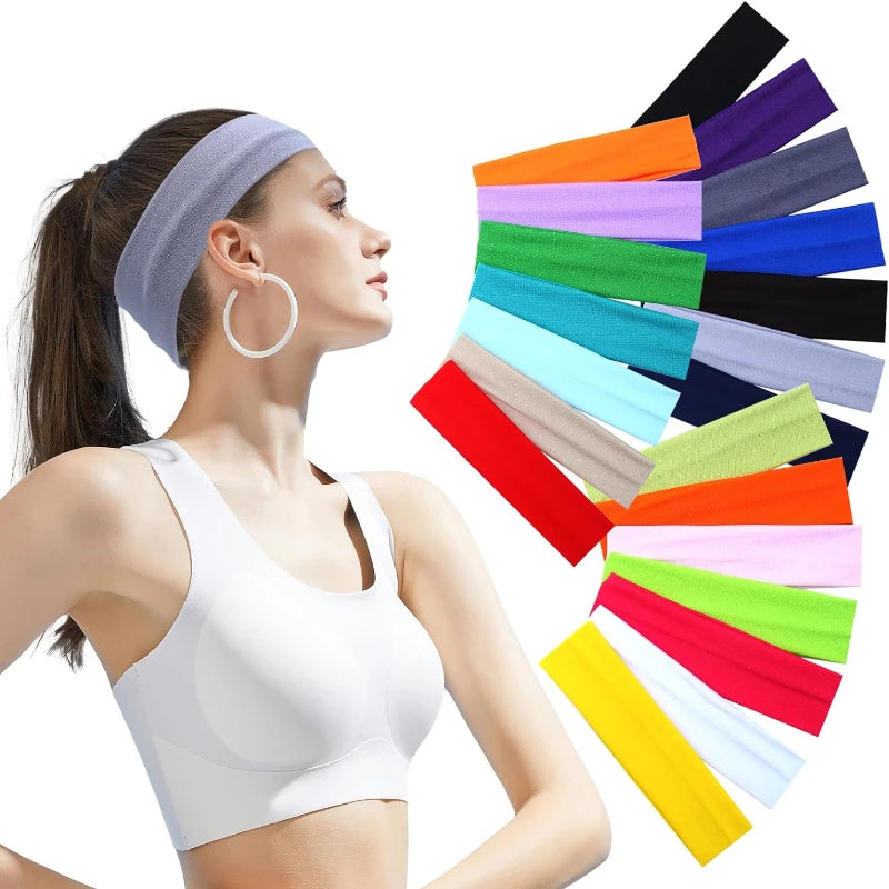 10 Pack Elastic Sports Headbands for Women Stretchy Candy-Colored Hairbands Fashion Sweatbands for Fitness Yoga Running Cycling