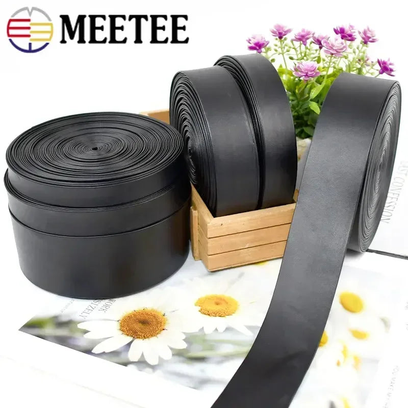 5Meters Synthetic Leather Cord Ribbons Black Soft Flat Ropes Necklace Bracelet Decoration Webbings DIYClothes Edge Accessories