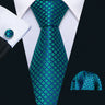 Noverlty Teal Silk Necktie For Men Solid Luxury Brand Suit Pocket Square Cufflinks High Quality Tie Set Wedding Party Barry.Wang