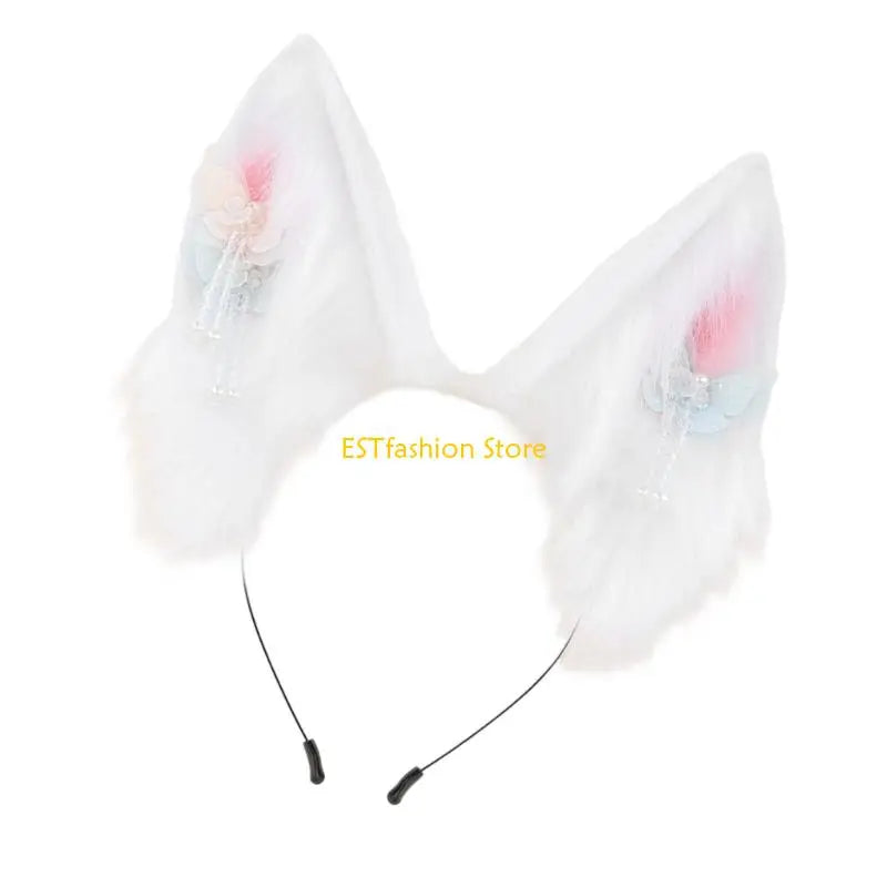 Y5GC Bendable Cats Ear Hairband Plush Animal Ear Hairband For Anime Enthusiasts Roleplay and Halloween Party DressingUp Props