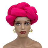 Exaggerated Big Braid Head Band African Raw Silk Turban Cap for Women Nigeria Wedding Party Headpiece Female Headband