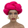 Exaggerated Big Braid Head Band African Raw Silk Turban Cap for Women Nigeria Wedding Party Headpiece Female Headband