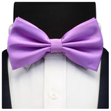 GUSLESON Silk Solid Pre-tied Bow Tie for Men Purple Black Yellow Double Fold Bow ties Waterproof Wedding Business Bowtie