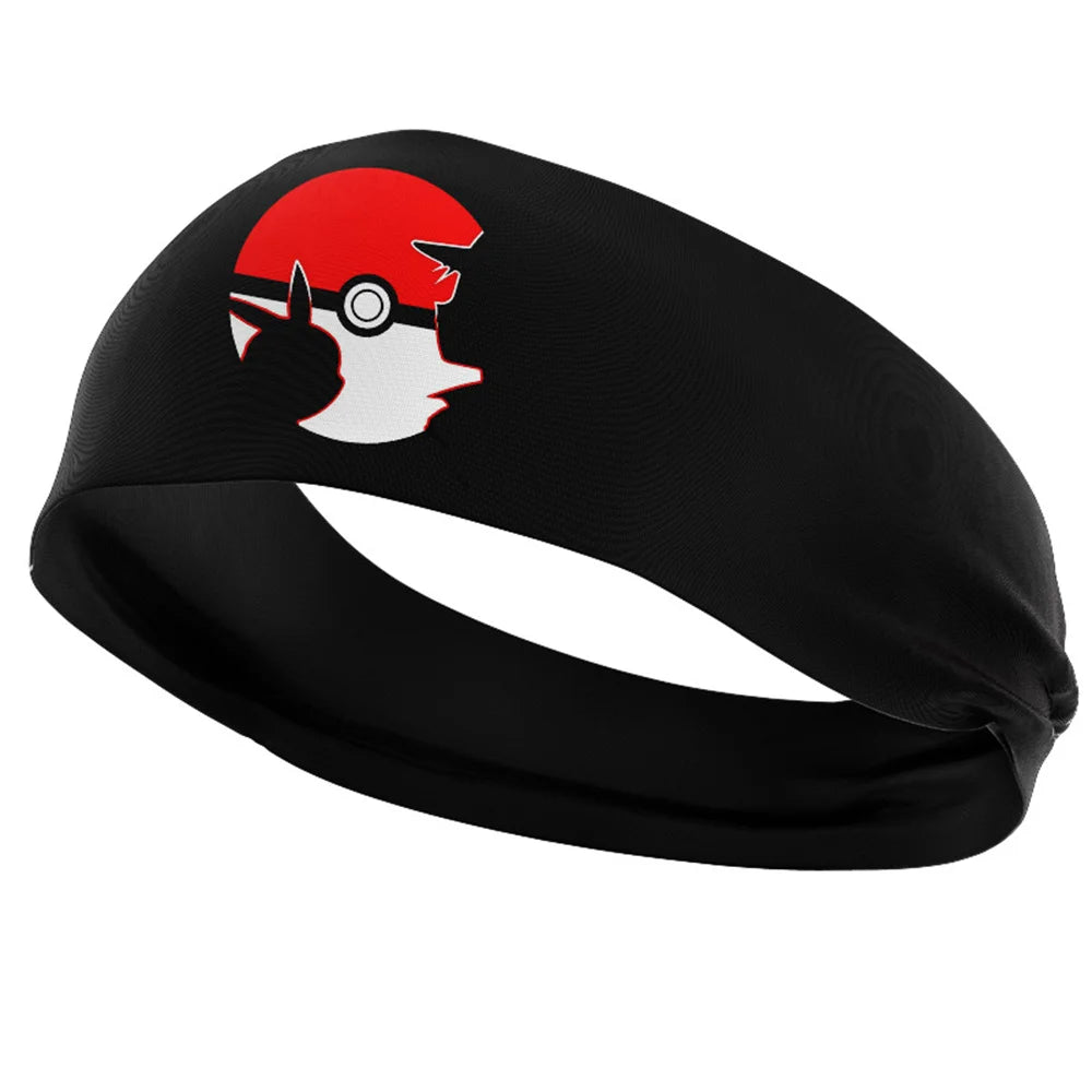 Pokemon Headbands Pikachu Stretch Wide edge Headbands Anime Childrens Sports Headbands Outdoor Running Anti Sweating Headbands