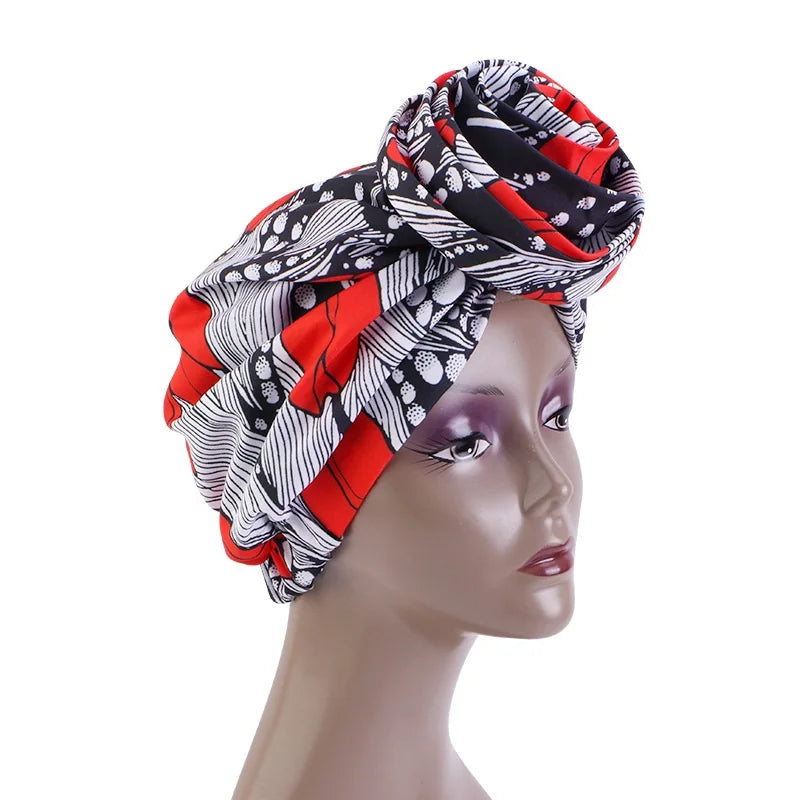 African Printed Satin-lined Turban Hat Women Fashion Dished Flower Hat All Kinds Of Popular Multifunction Wrap Head Ethnic Caps