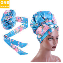 2020 New No. plus-Sized African Printing round Cap Double-Layer Satin Lining Wide Edge Nightcap Chemotherapy Hat